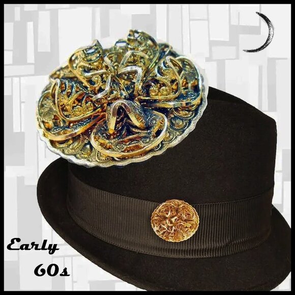 Vintage Scarf Clip Slide for Dress, Hat Western Germany Antique Filigree Finish - Picture 1 of 14